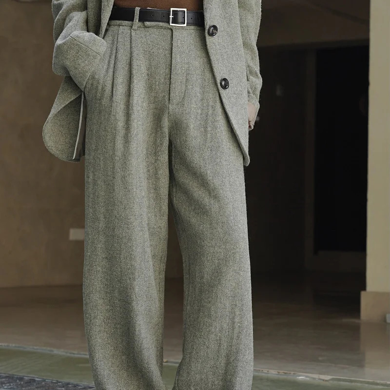 Women's Pants s Autumn and winter wool women's casual solid color high waist loose wide leg pants 231215Z Z260312
