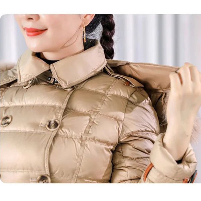 Women's Down Parkas Down Cotton Coat Women's Mid length Thickened Fashion Slim Fit Down Cotton Coat 231215