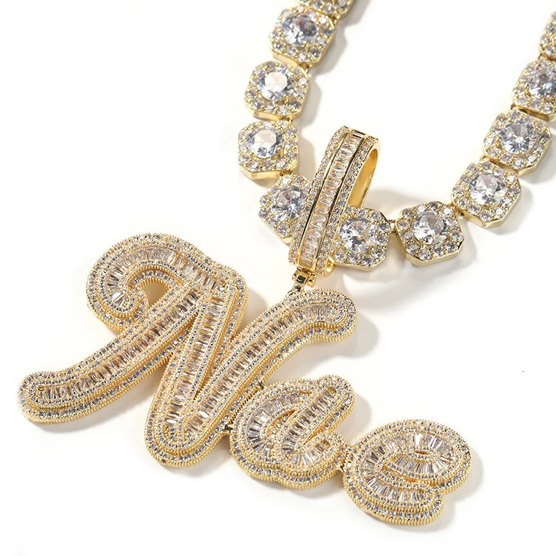 Charms Custom Personality Letters Name Pendants Necklaces for Men Hip Hop 5A CZ Stone Paved Bling Iced Out Rapper Jewelry 231216