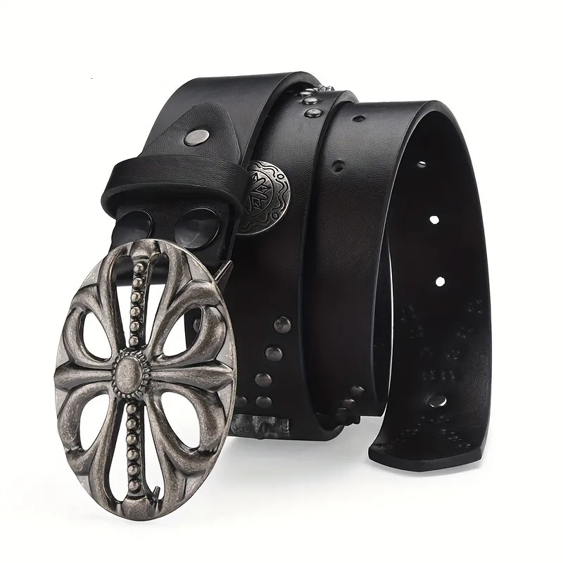 Belts Mens Belt Bohemian Style Vintage Inlaid Skeleton Head Womens Riveted Hip Hop Punk Rock Y2K Sexpot 231216