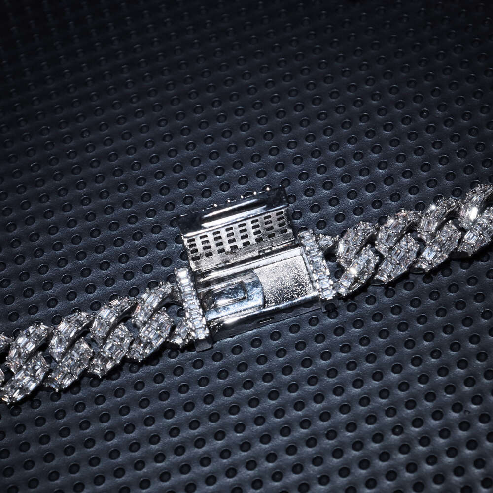 Cuban Link Chain Moissanite Necklaces for Men Fashion Jewelry Vvs 10mm Pure Sterling Cuban Link 925 Sterling Silver Hiphop Fash