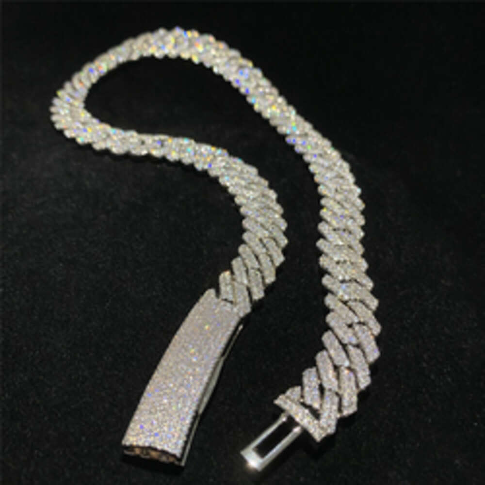 bracelet necklace mossanite Flawless Vvs Diamond Hip Hop 925 Sterling Silver Cuban Link Chain 10k 14k 18k Gold Iced Out Cuban Necklace Bracelet