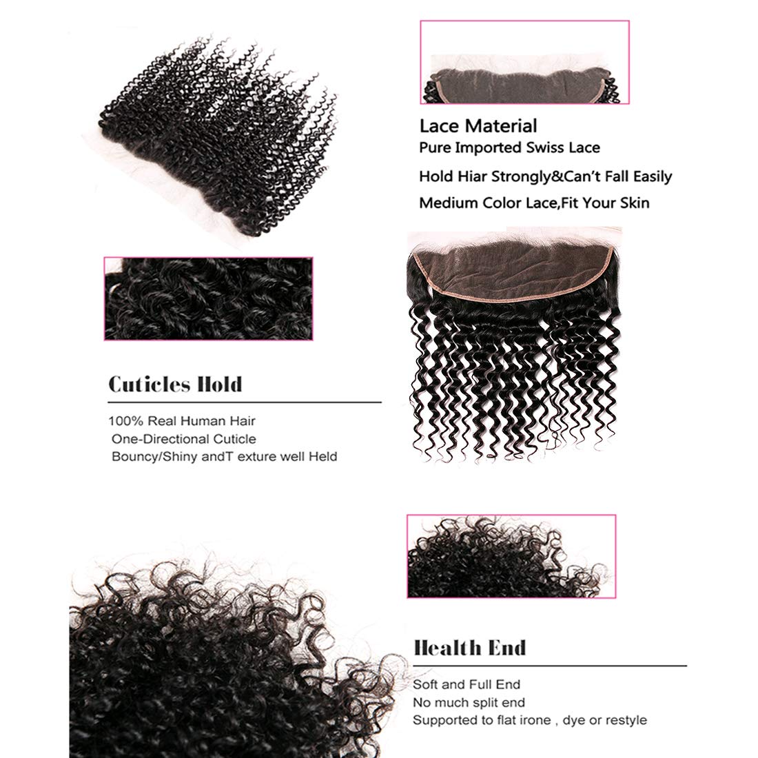 Jerry Curly Human Hair 13X4 Transparent Lace Frontals Closures Pre Plucked Natural Haire