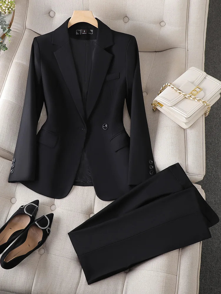 Womens Suits Blazers Navy Gray Black Women Pant Suit Formal Office Ladies Business Work Wear Blazer Jacket And Trouser Female 2 Piece Set
