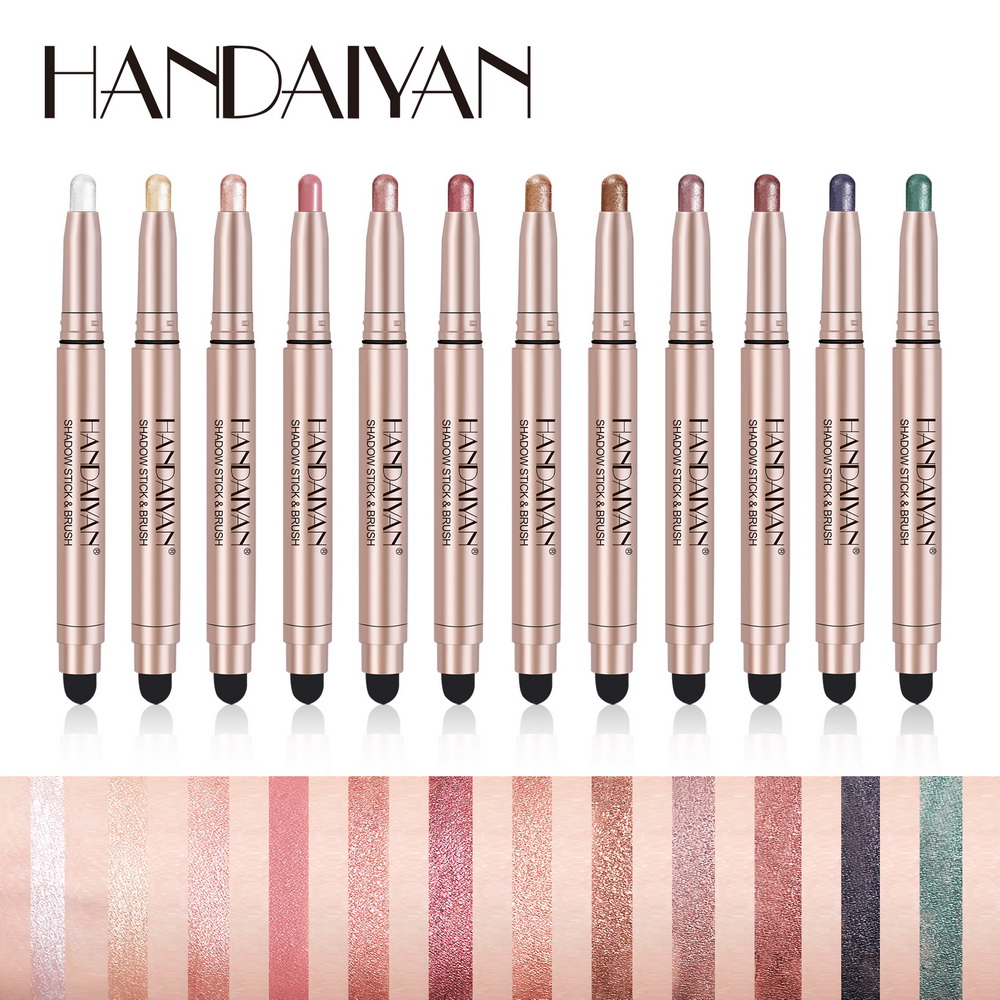 Handaiyan matte eyeshadow stick eye shadow sticks with sponge brush highlighter Metallic Shimmer Easy to Wear Long-lasting makeup X250815