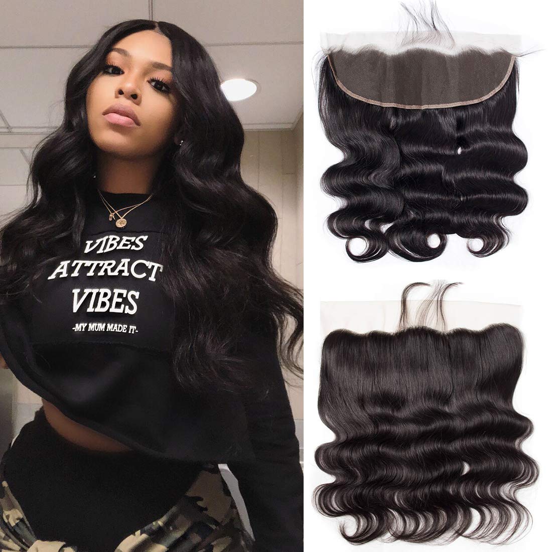Body Wave Human Hair 13X4 Transparent Lace Frontals Closures Pre Plucked Natural Hairline