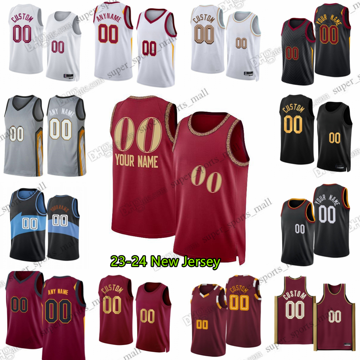 Darius Garland Donovan Mitchell Custom 2023-24 New Season Printed Basketball Jerseys Jarrett Allen Caris LeVert Sam Merrill Craig Porter Isaiah Mobley Emoni Bates