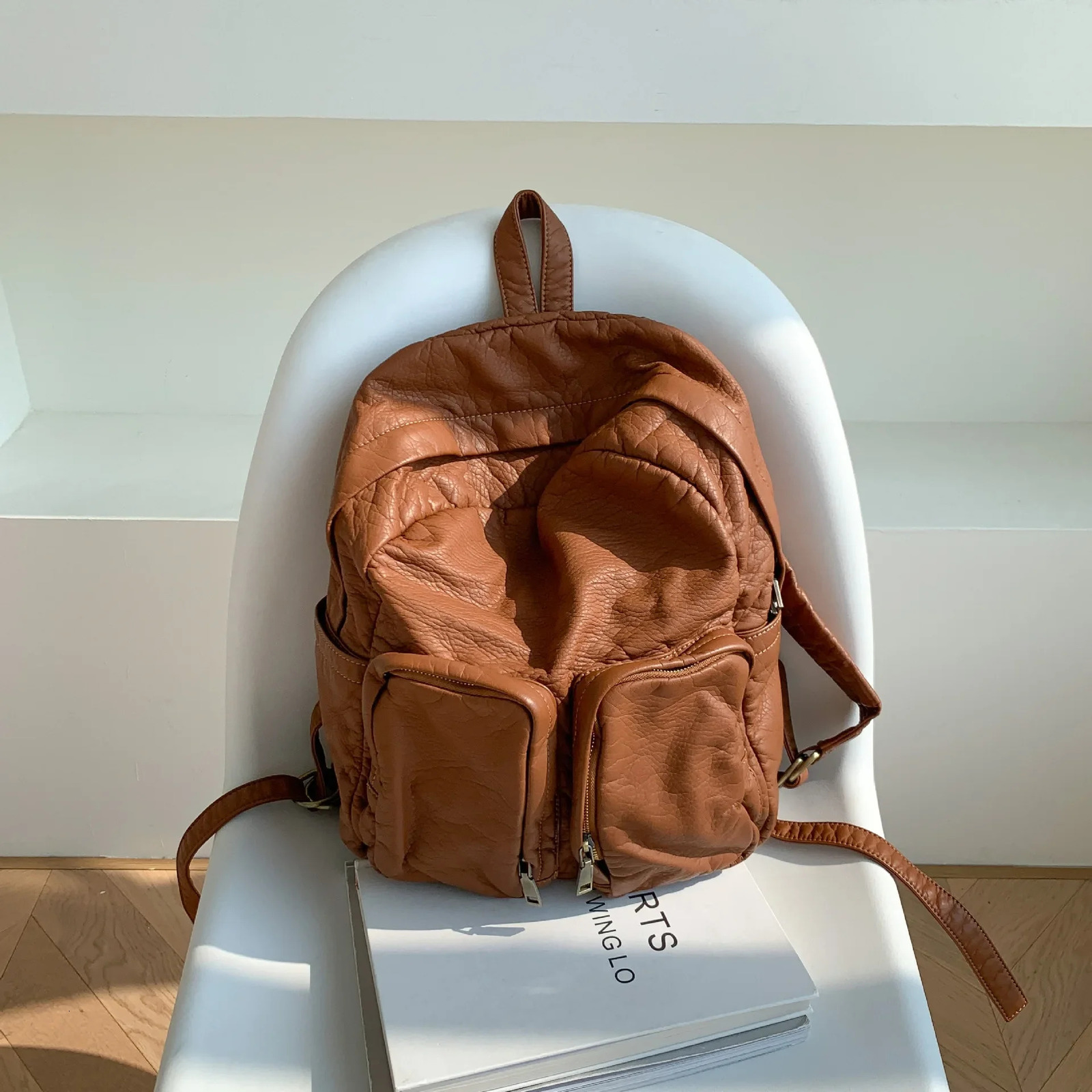 New Free Shipping Designer Bag Evening Bags LEFTSIDE 2025S Sier Travel Zipper Back Pack Korean Fashion Simple Solid Colorbackpack For Women School Tee