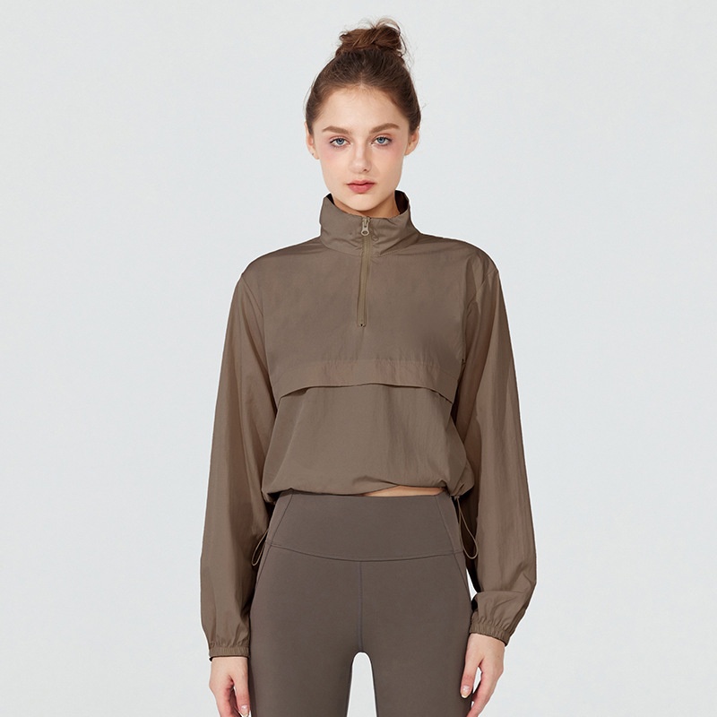 261 Yoga Jacket Sports Coat Womens Tight Yoga Clothes Quick-drying Long-sleeved Top Zipper Cardigan Fitness YC261