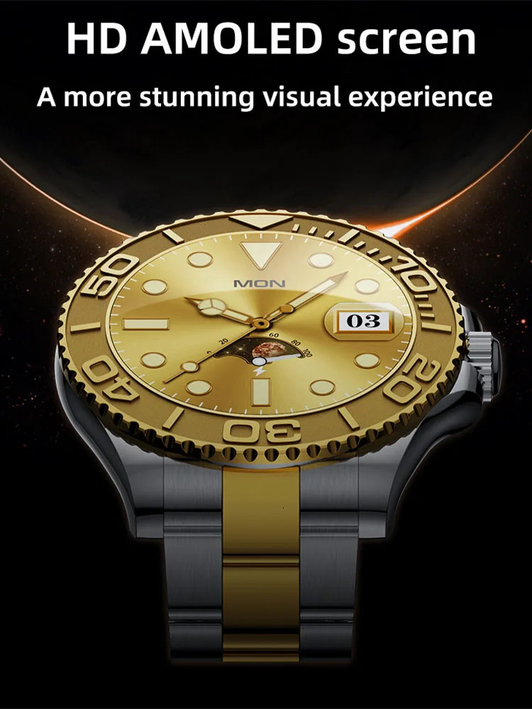 Other Watches Smart Watch For Men Smartwatch Connected AMOLED HD Screen Multifunction Fitness Sport Waterproof Steel Wrist Clock BT Call 231216