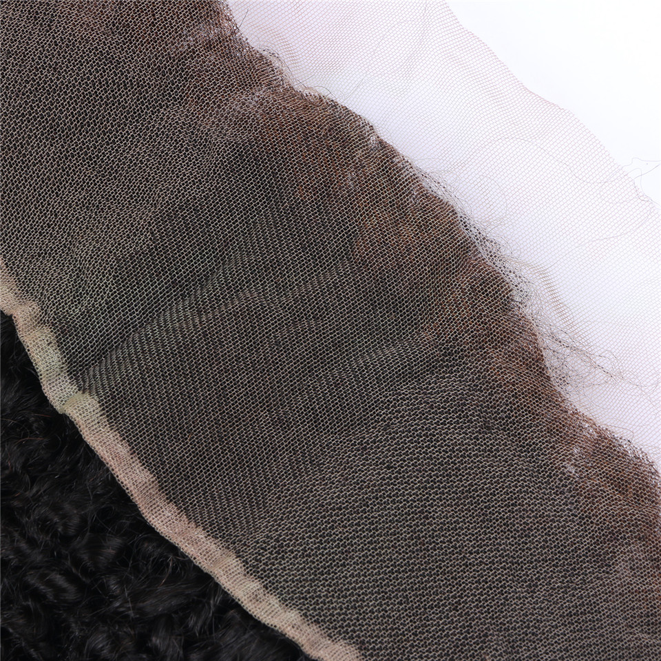 Afro Kinky Curly Human Hair 13x4 Transparent Lace Frontals Closures Pre Plucked Natural Hairline