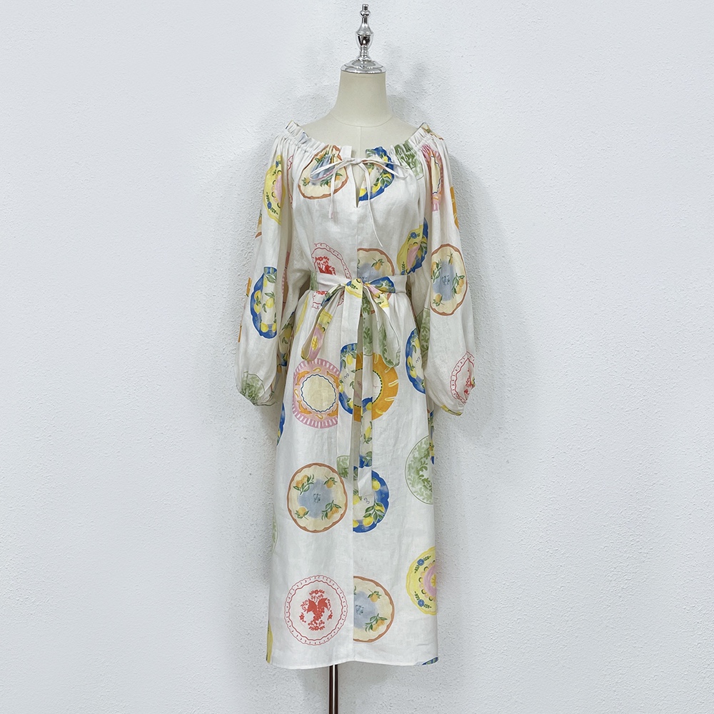 Australian designer linen print one shoulder dress full of vitality