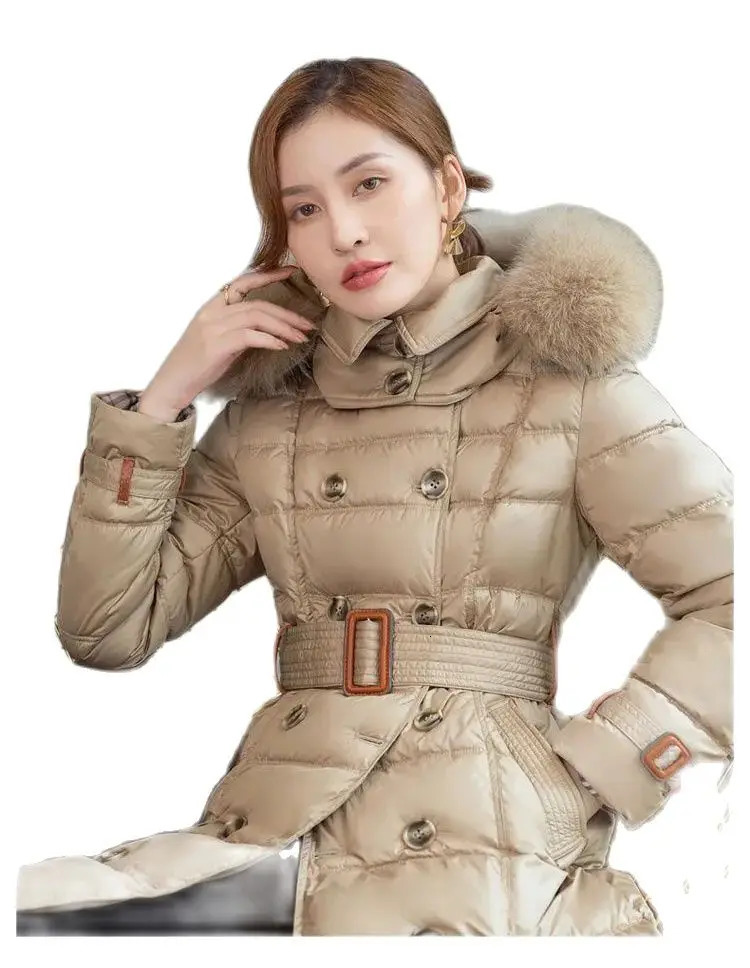 Women's Down Parkas Down Cotton Coat Women's Mid length Thickened Fashion Slim Fit Down Cotton Coat 231215