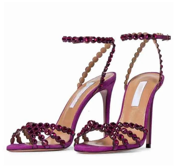 2025Aquzuras PVC designers womens sandals Tequila Plexi Sandal Heels crysta buckle party wedding dress shoes heel sexy back strap leather sole sandal 35-43 box