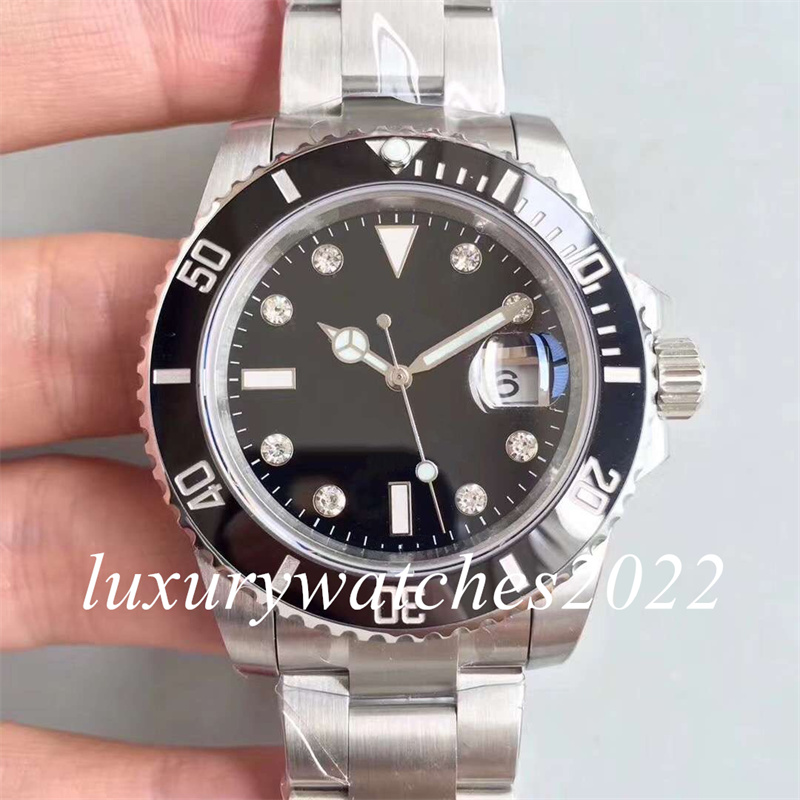 BPF Mens Watch 40mm Diamond Hour Marker Ceramic Bezel Automatic Mechanical 2813 Movement Luxury Mens Watches Sapphire Glass Waterproof BP Factory Wristwatch