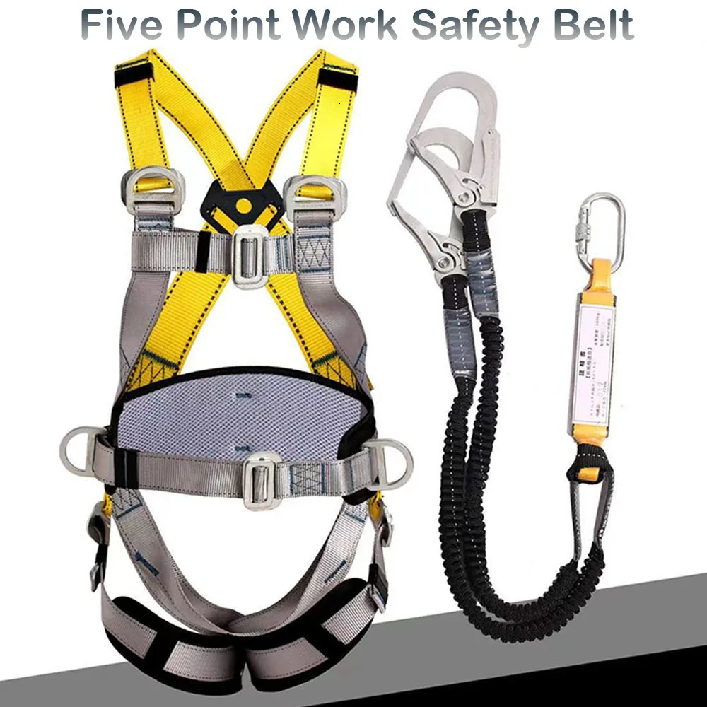 Climbing Harnesses Aerial Work Safety Belt Full Body Five Point Harness Safety Rope for Outdoor Climbing Training Construction Protection Equipment 23