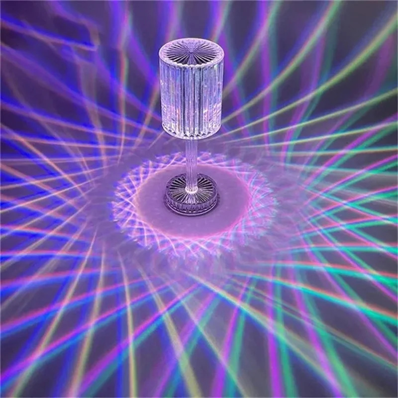 Novelty Items Crystal Table Lamp 3/16 Colors Usb Charging Touch Lamp Diamond Bedroom Atmosphere Lights LED Light Night For Home Xmas Decor 231216