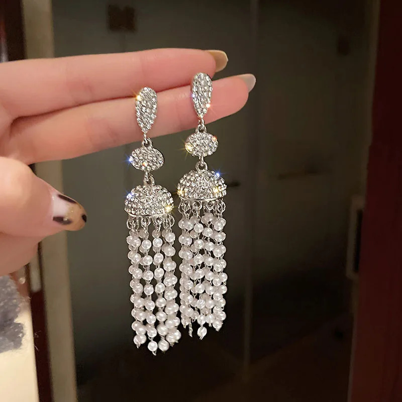 Dangle Chandelier Vintage Geometric s Crystal Earrings for Women Long Tassel Mini Beads Statement Jewelry 231216