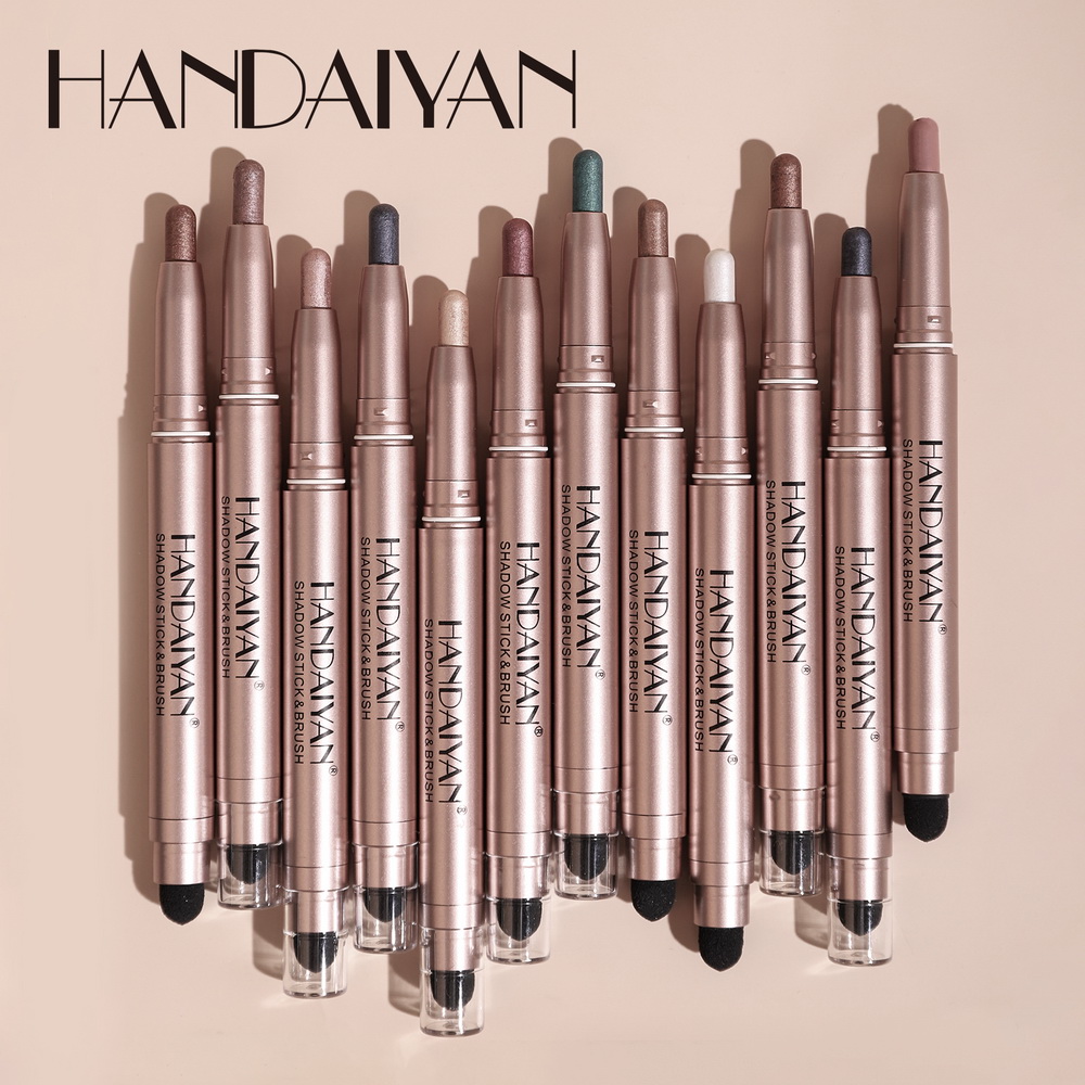 Handaiyan matte eyeshadow stick eye shadow sticks with sponge brush highlighter Metallic Shimmer Easy to Wear Long-lasting makeup X250815