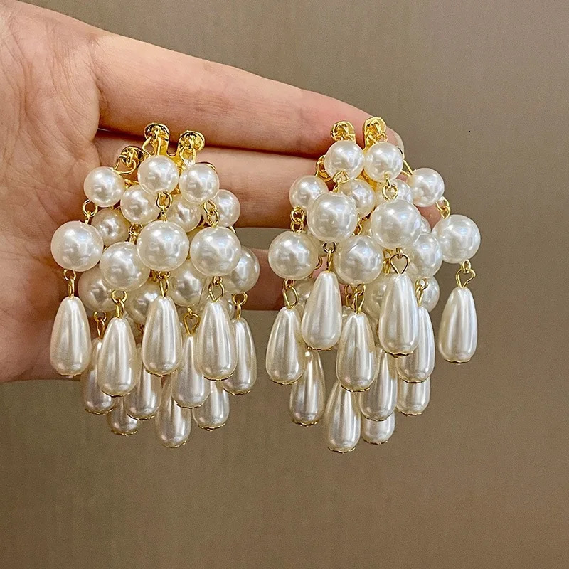 Dangle Chandelier Statement Large Strands Pearl Tassel Earrings For Women Personality Creative Bridal Wedding Party Jewelry Wholesale 231216