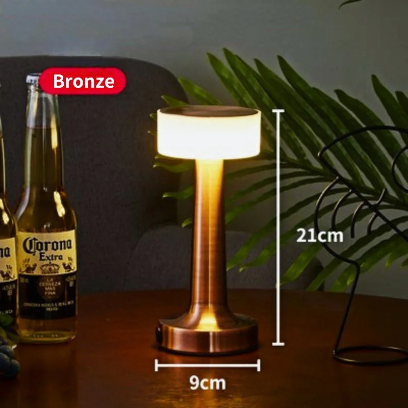 Novelty Items Metal Table Lamp LED Rechargeable Desktop Night Light USB Wireless Touch Restaurant Bar Bedroom Decorative Atmosphere Lights 231216