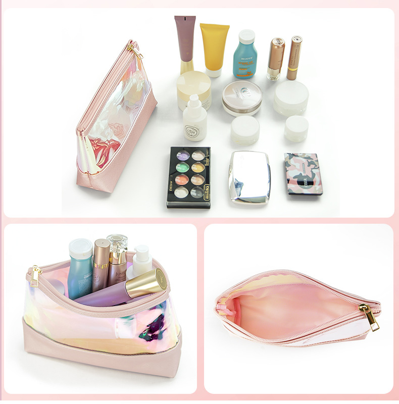 Portable Laser TPU Makeup Bags Waterproof Cosmetic Bag for Brushes Lipsticks Foundation Multifunction Storage Bags for Traveling High Capacity