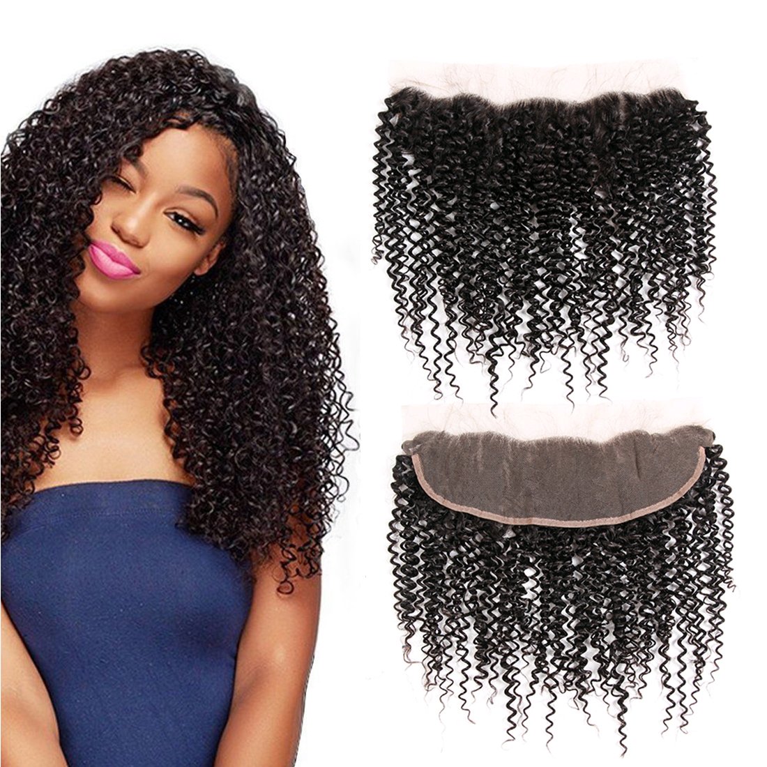Jerry Curly Human Hair 13X4 Transparent Lace Frontals Closures Pre Plucked Natural Haire
