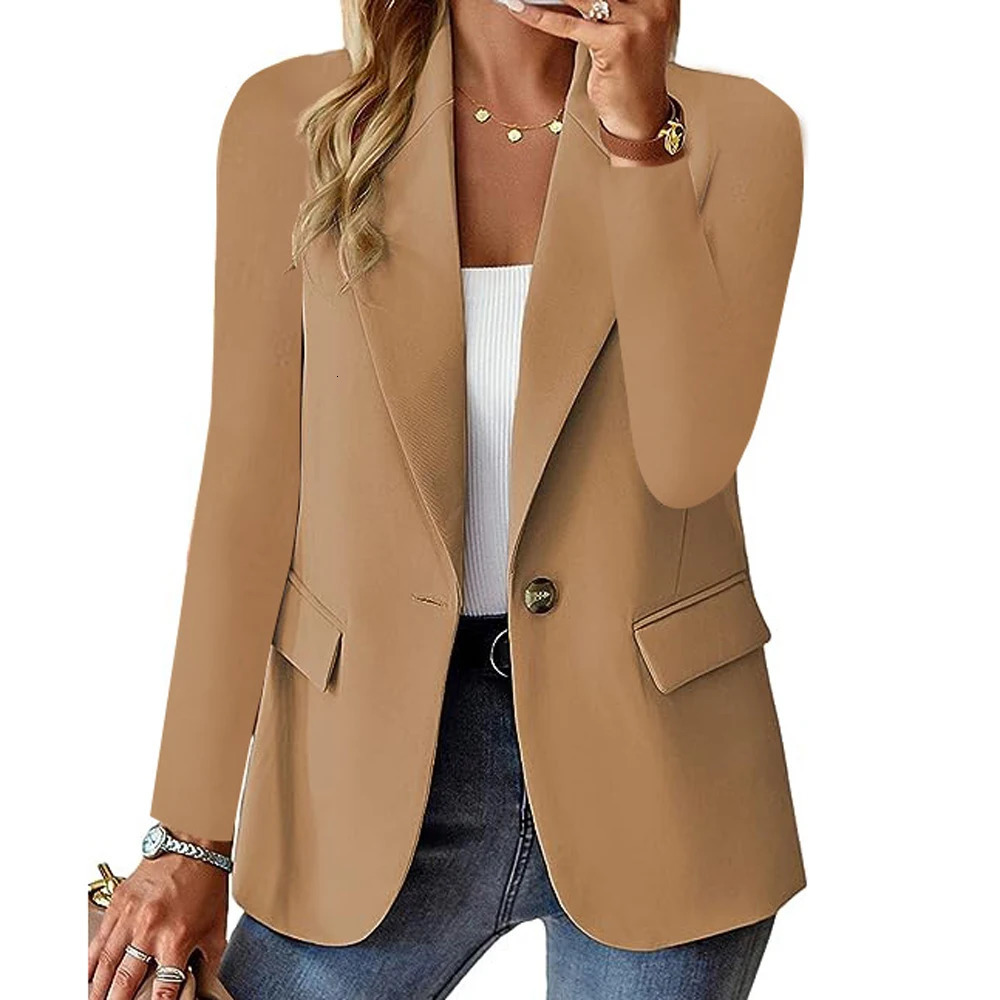 Women's Suits Blazers Women Blazer Coats Autumn Winter Pocket Notched Single Button Slim OL Workwear Business Coat SZE-ST23138 231216