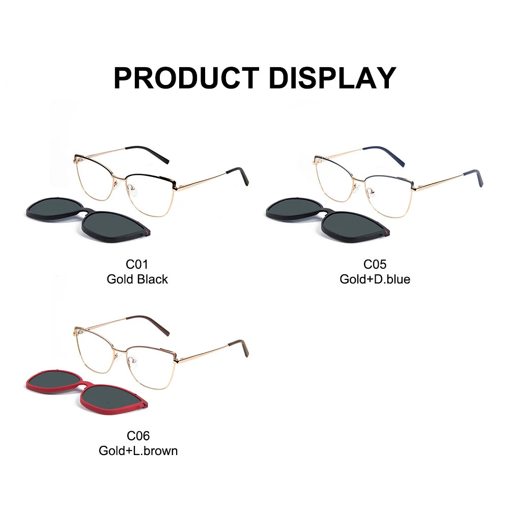 Fashion Sunglasses Frames Polarized Sunglasses Metal 2 In 1 Magnet Clip On Glasses Frame For Men and Women TR90 Optical Prescription Eyeglasses B23108