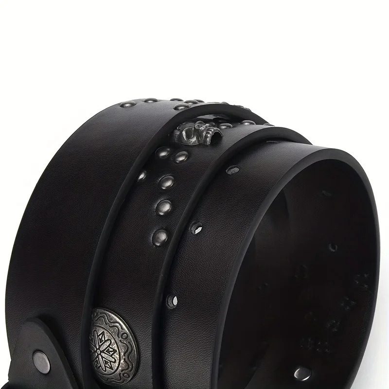 Belts Mens Belt Bohemian Style Vintage Inlaid Skeleton Head Womens Riveted Hip Hop Punk Rock Y2K Sexpot 231216