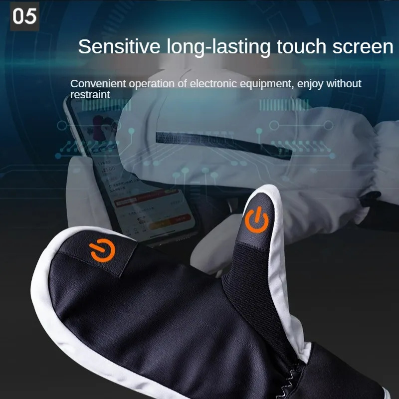 Ski Gloves Men Women Winter Skiing Snowboarding Can Touch Screen Waterproof Thermal Thick Snow Gloves Snowmobile Mittens Black White Gray 231216