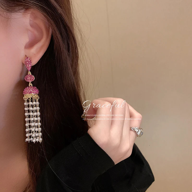 Dangle Chandelier Vintage Geometric s Crystal Earrings for Women Long Tassel Mini Beads Statement Jewelry 231216
