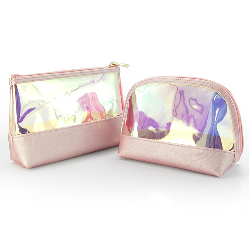 Portable Laser TPU Makeup Bags Waterproof Cosmetic Bag for Brushes Lipsticks Foundation Multifunction Storage Bags for Traveling High Capacity