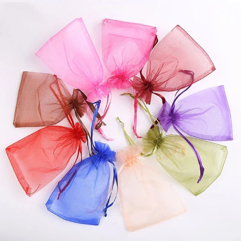 Watch Boxes Cases Wholesale 50pcs lot Adjustable Organza Bag Jewelry Packaging Bags Wedding Party Display Decoration Drawable Gift Pouches 231215