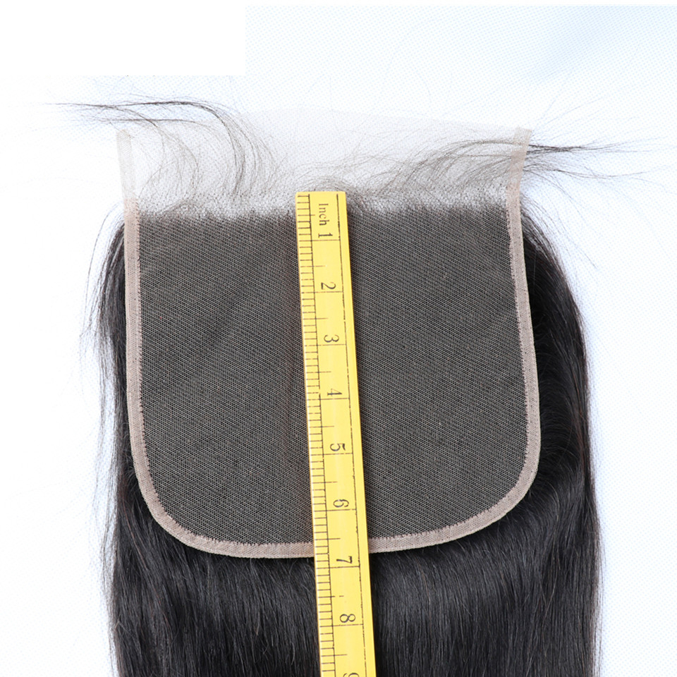 Brazilian Straight 7X7 Closure100% Human Deep Part Transparent Lace Closure Remy With Baby Hair Natural Color