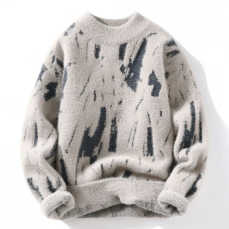 Mens Sweaters Winter Harajuku Mink Cashmere Sweater Men Half Turtleneck Hip Hop Top Quality Pull Homme Thick Warm Pullovers 231216