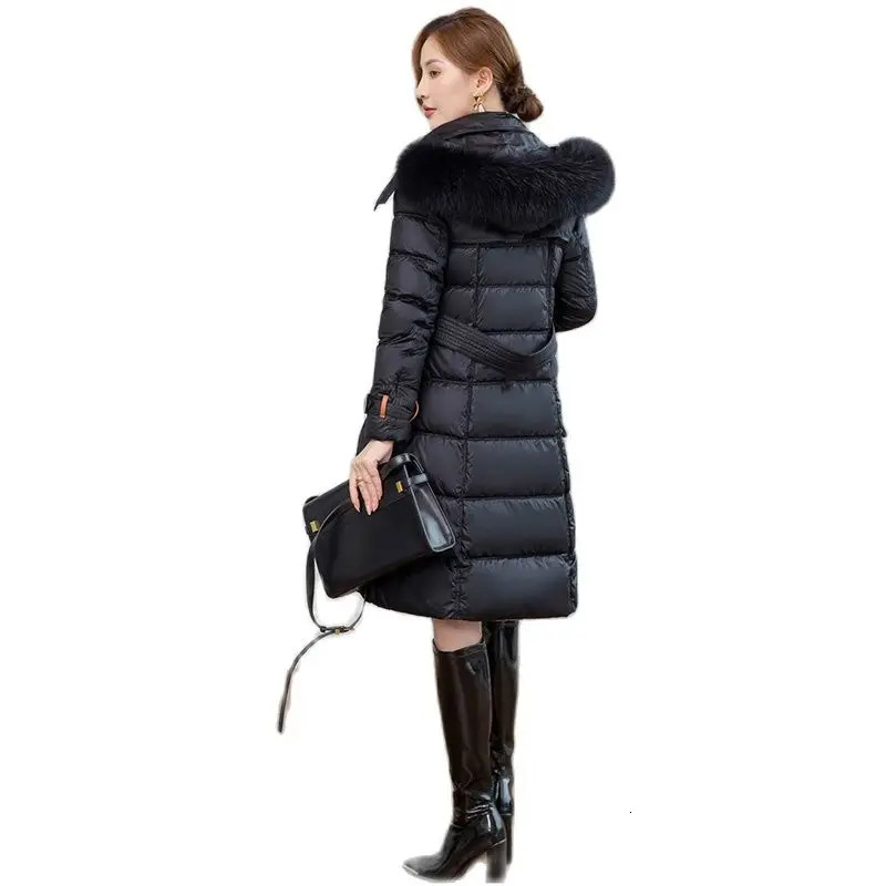 Women's Down Parkas Down Cotton Coat Women's Mid length Thickened Fashion Slim Fit Down Cotton Coat 231215