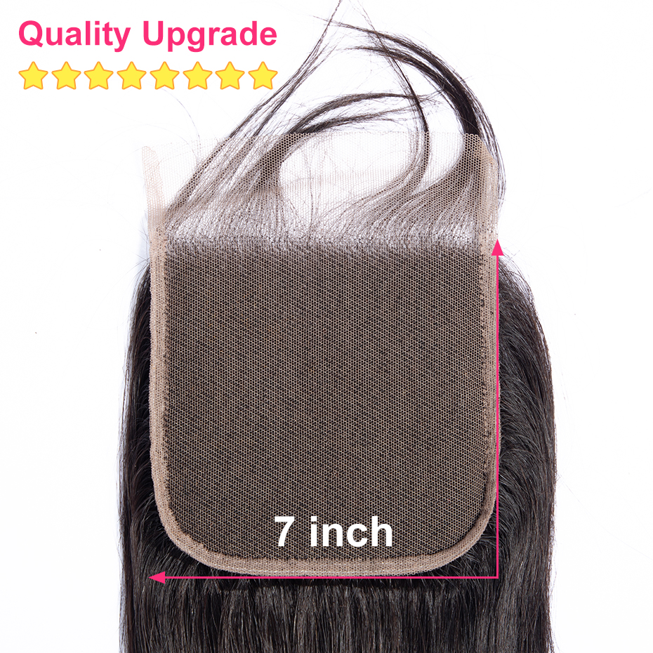 Brazilian Body Wave 7X7 Closure100% Human Deep Part Transparent Lace Closure Remy With Baby Hair Natural Color