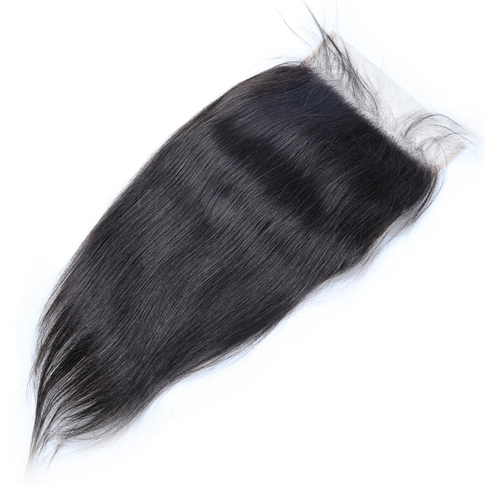 Brazilian Straight 7X7 Closure100% Human Deep Part Transparent Lace Closure Remy With Baby Hair Natural Color