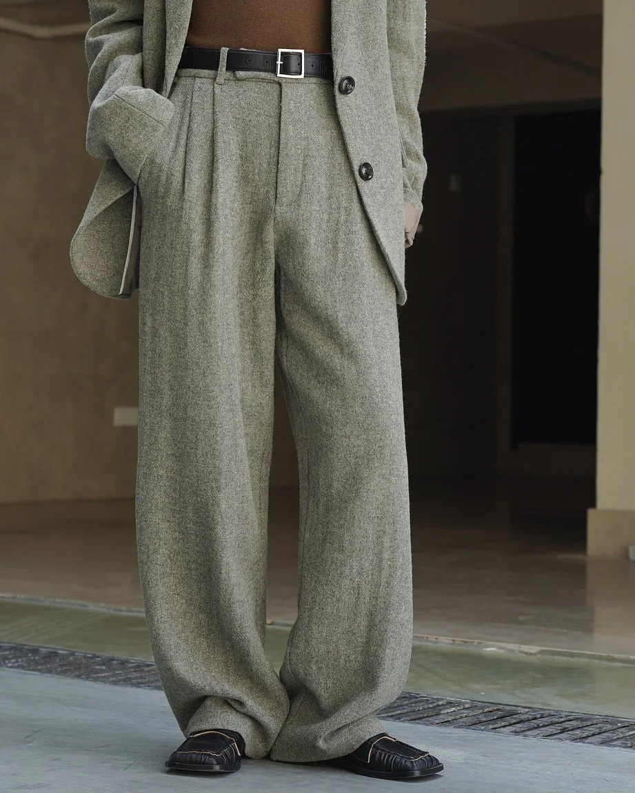 Women's Pants s Autumn and winter wool women's casual solid color high waist loose wide leg pants 231215Z Z260314