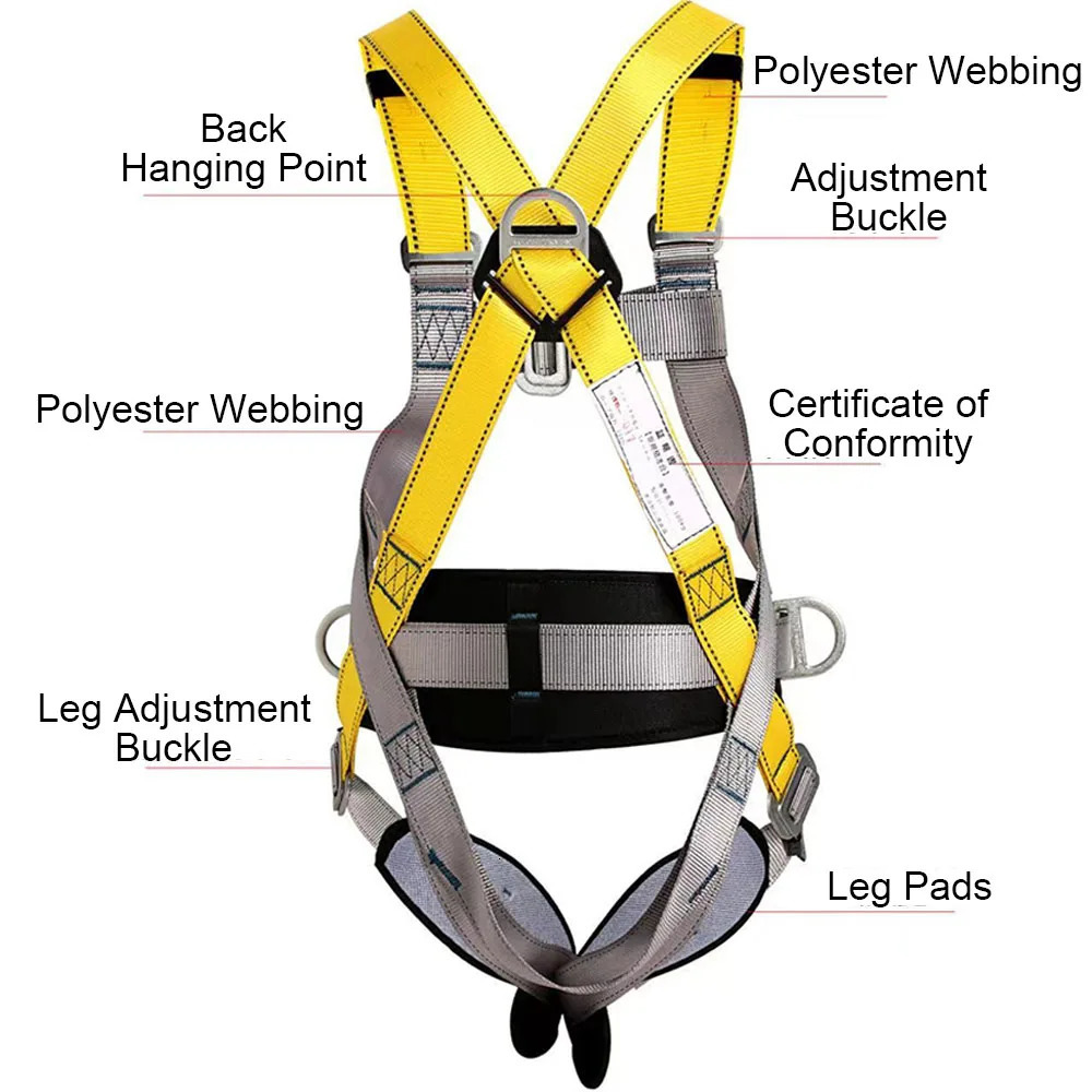 Climbing Harnesses Aerial Work Safety Belt Full Body Five Point Harness Safety Rope for Outdoor Climbing Training Construction Protection Equipment 23