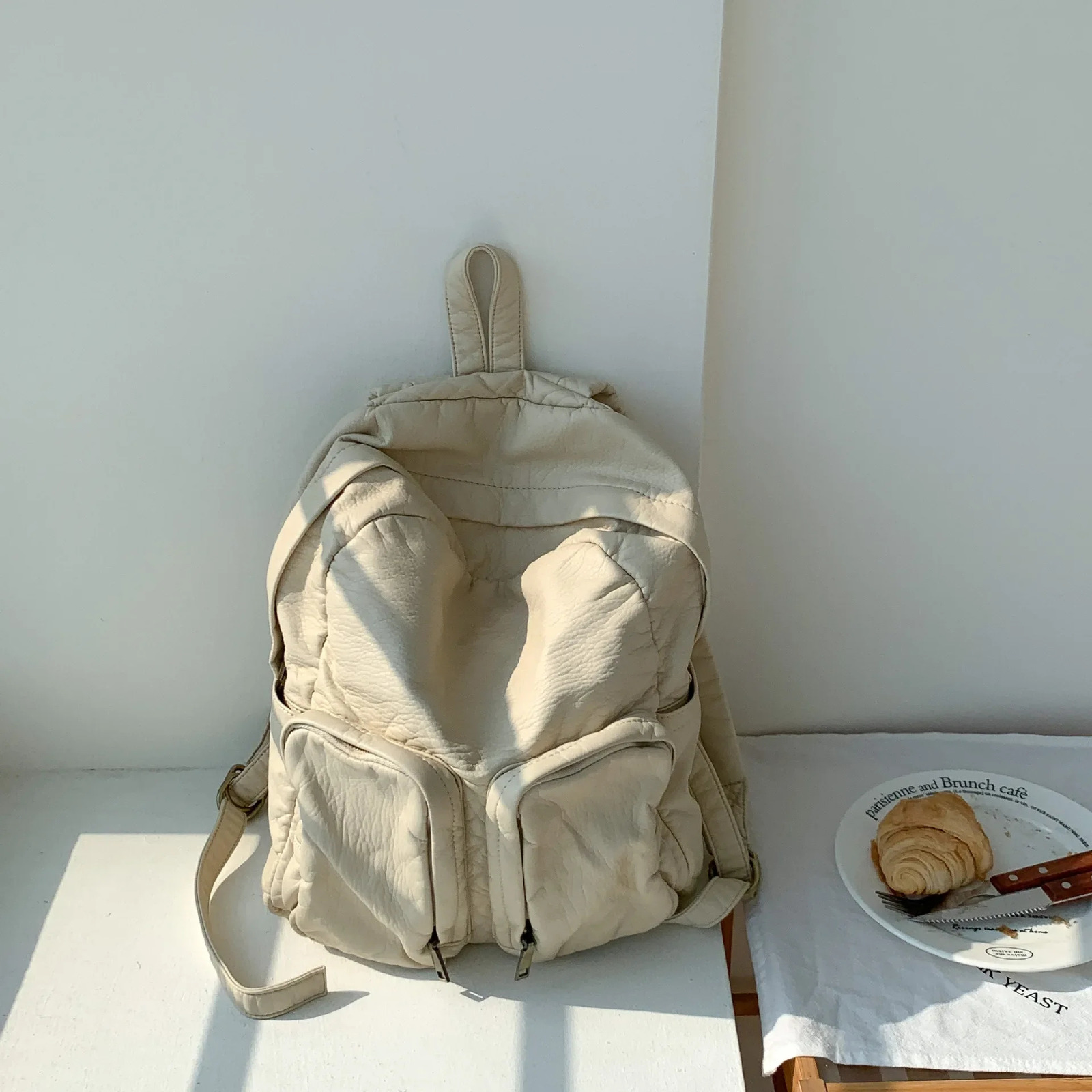 New Free Shipping Designer Bag Evening Bags LEFTSIDE 2025S Sier Travel Zipper Back Pack Korean Fashion Simple Solid Colorbackpack For Women School Tee