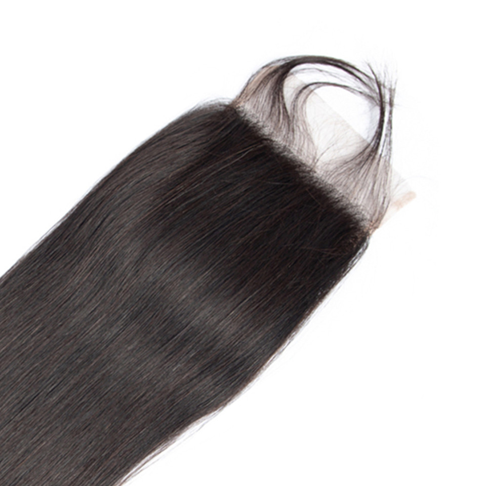 Brazilian Straight 7X7 Closure100% Human Deep Part Transparent Lace Closure Remy With Baby Hair Natural Color