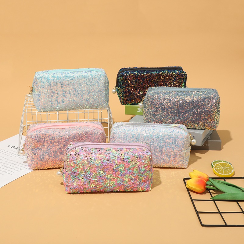 Paillette Cosmetic Bags for Brushes Lipsticks Foundation Colorful Fashion Sparkling Makeup Bag Portable Traveling Storage Bags High Capacity
