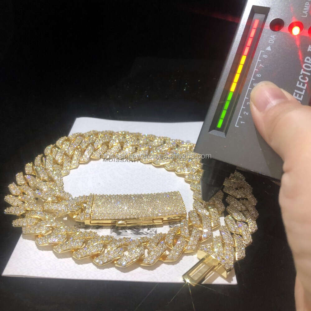 bracelet necklace mossanite Flawless Vvs Diamond Hip Hop 925 Sterling Silver Cuban Link Chain 10k 14k 18k Gold Iced Out Cuban Necklace Bracelet
