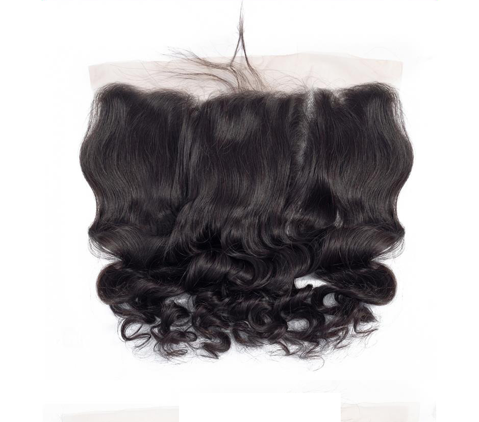 Loose Wave Human Hair 13x4 Transparent Lace Frontals Closures Pre Plucked Natural Hairline