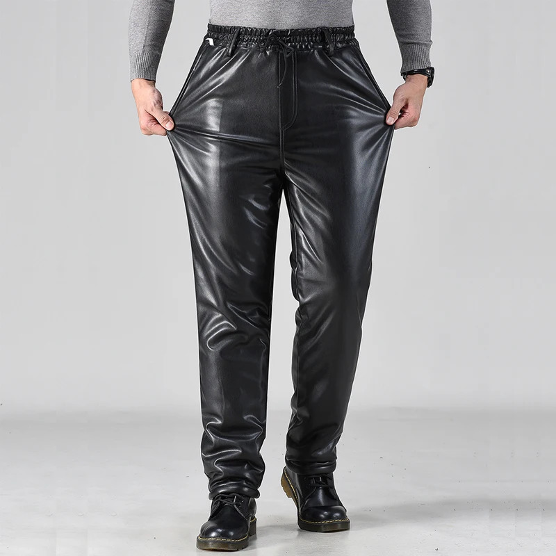 Women's Pants s Thick Velvet Men's Warm Leather Trousers Cycling Windproof Waterproof Highly Elastic Male Cotton Plus Size 5XL 231216