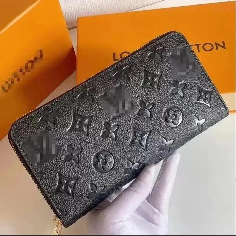 Fashion women wallet PU Leather wallet single zipper wallets lady ladies long classical purse with card orange box Luxury Wallet Designer Fashion Bag