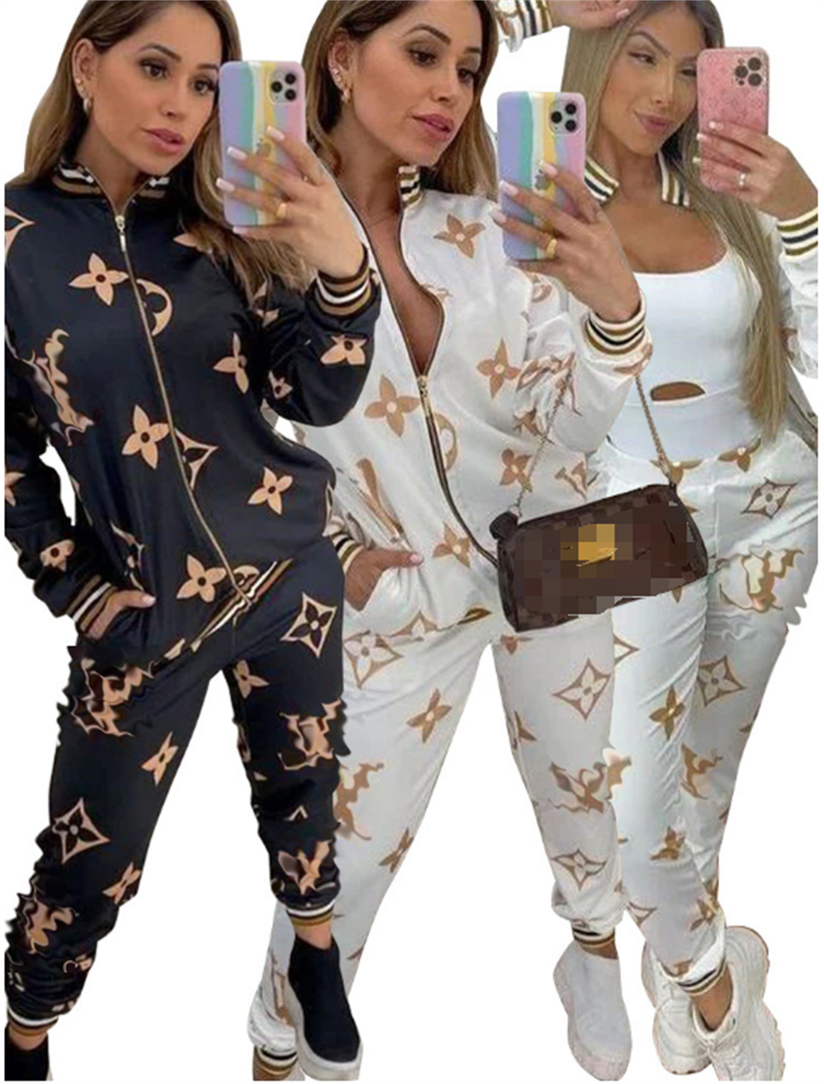 Designer Tracksuits Womens Jackets Pants Suit Casual Print Sports Set Fashion Blend Two Piece Sets Autumn Winter Hoodies Legging Clothing