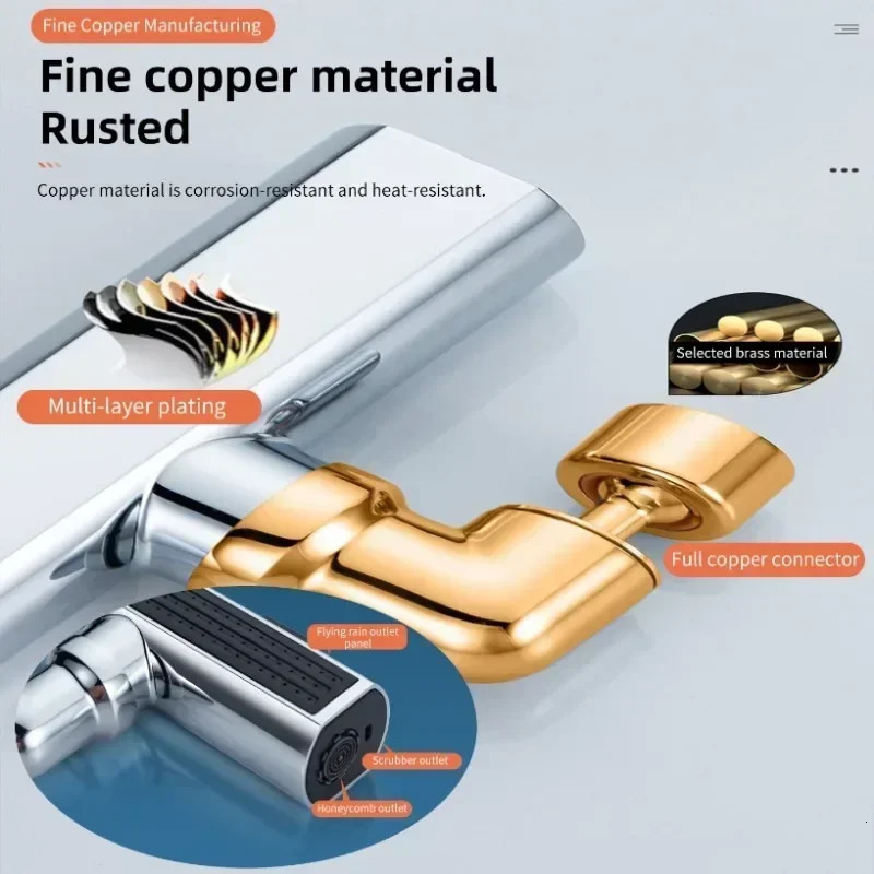 Kitchen Faucets Multifunctional Sink Waterfall Faucet Pressurized Bubbler Splash proof 4 Modes Spout Bathroom Basin Tap Extender Adapter 231216